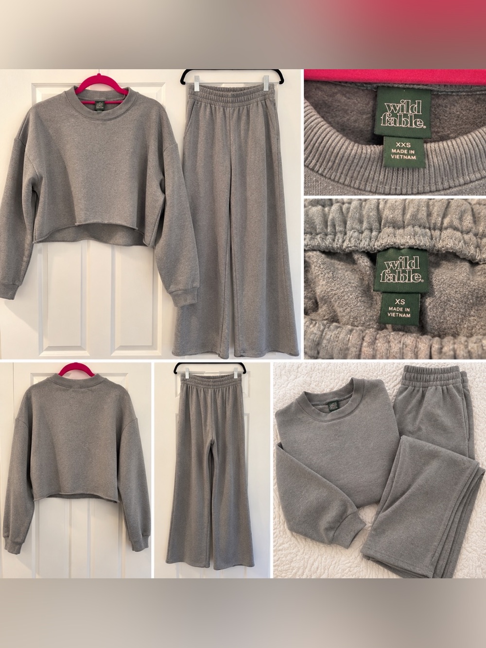 Wild Fable Gray Matching Set Cropped Sweatshirt Wide Leg Sweatpants